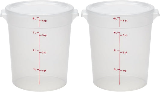 Food Storage Containers with Lids (Bpa-Free) - 4 Quart - Food Grade Buckets with Lids (2 Pack) - for Dough Proofing and Brining (Translucent)