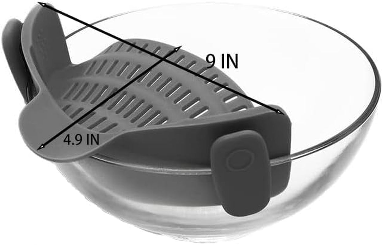 1Pc Silicone Strainer, Adjustable Clip on Pantry Drainer for Pans & Bowls, Heat Resistant Fruit Washing Filter for Noodles, Pasta & Veggies