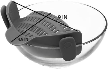 1Pc Silicone Strainer, Adjustable Clip on Pantry Drainer for Pans & Bowls, Heat Resistant Fruit Washing Filter for Noodles, Pasta & Veggies