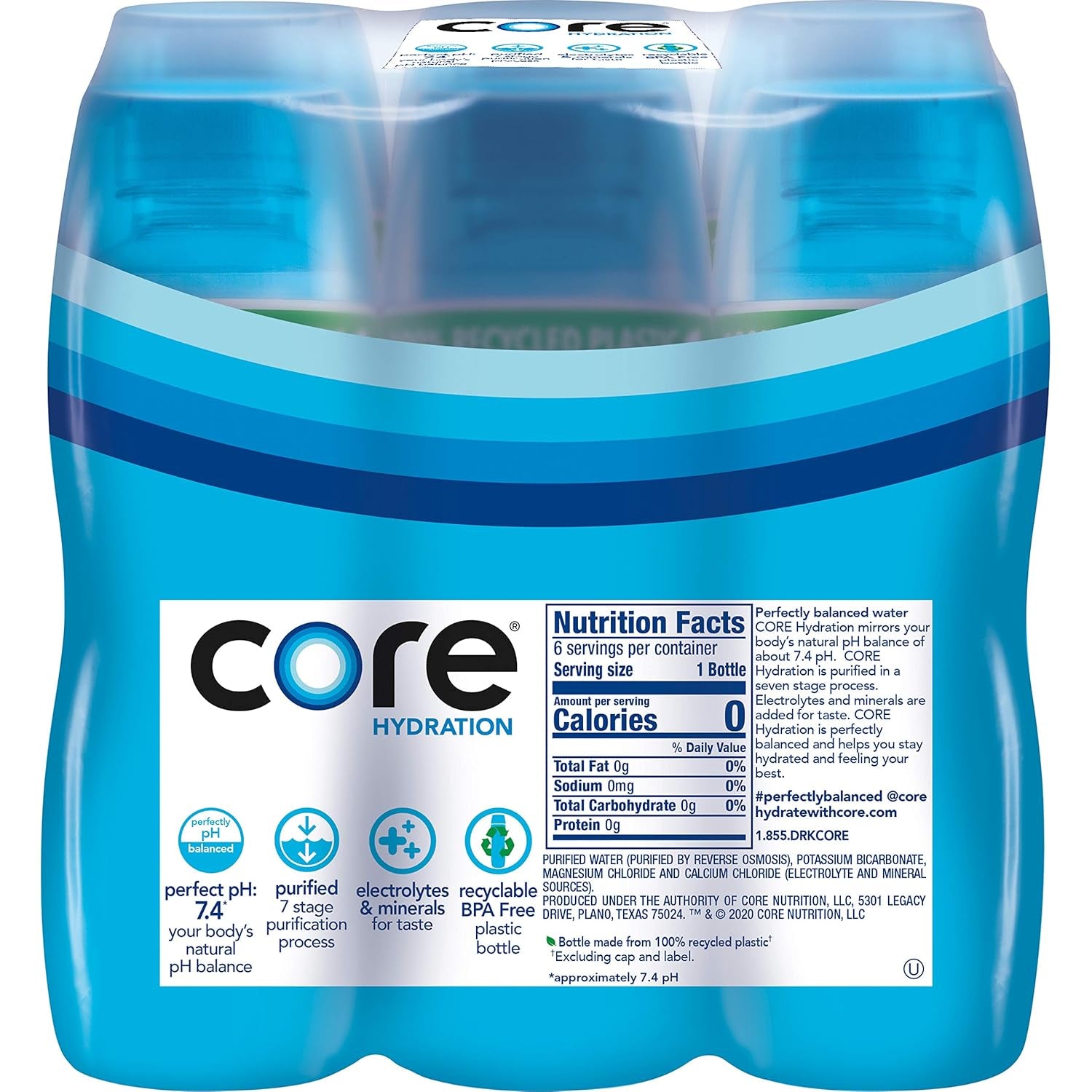 Hydration Nutrient Enhanced Water, 16.9 Fluid Ounce (.5 Liter) Water Bottles, 6 Pack