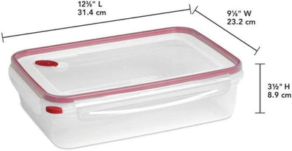 Food Storage Container Ultra-Seal Clear Rectangular 16 Cup, Rocket Red Trim