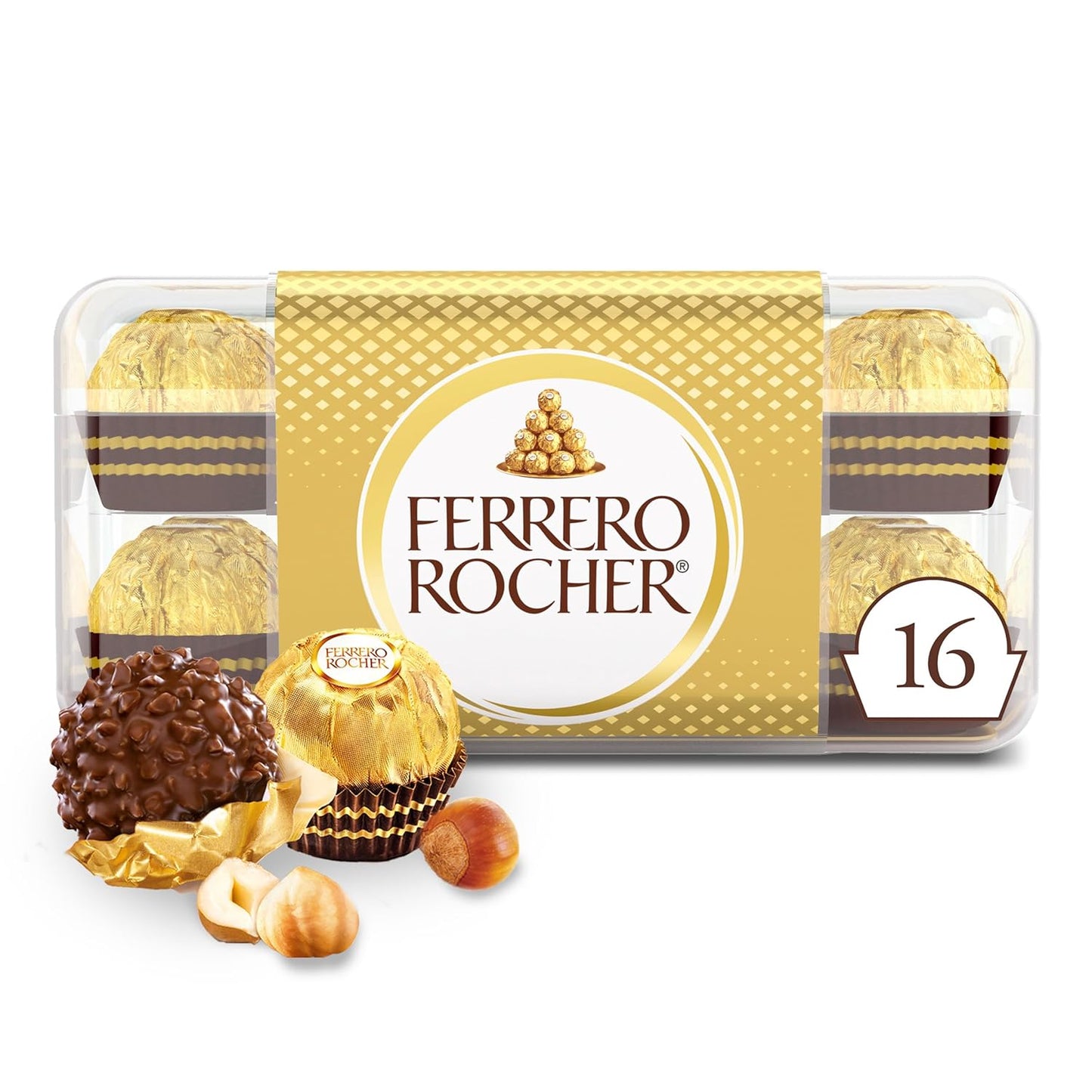 Gourmet Hazelnut Milk Chocolate Gift Box, 16 Individually Wrapped Chocolates, 7 Oz