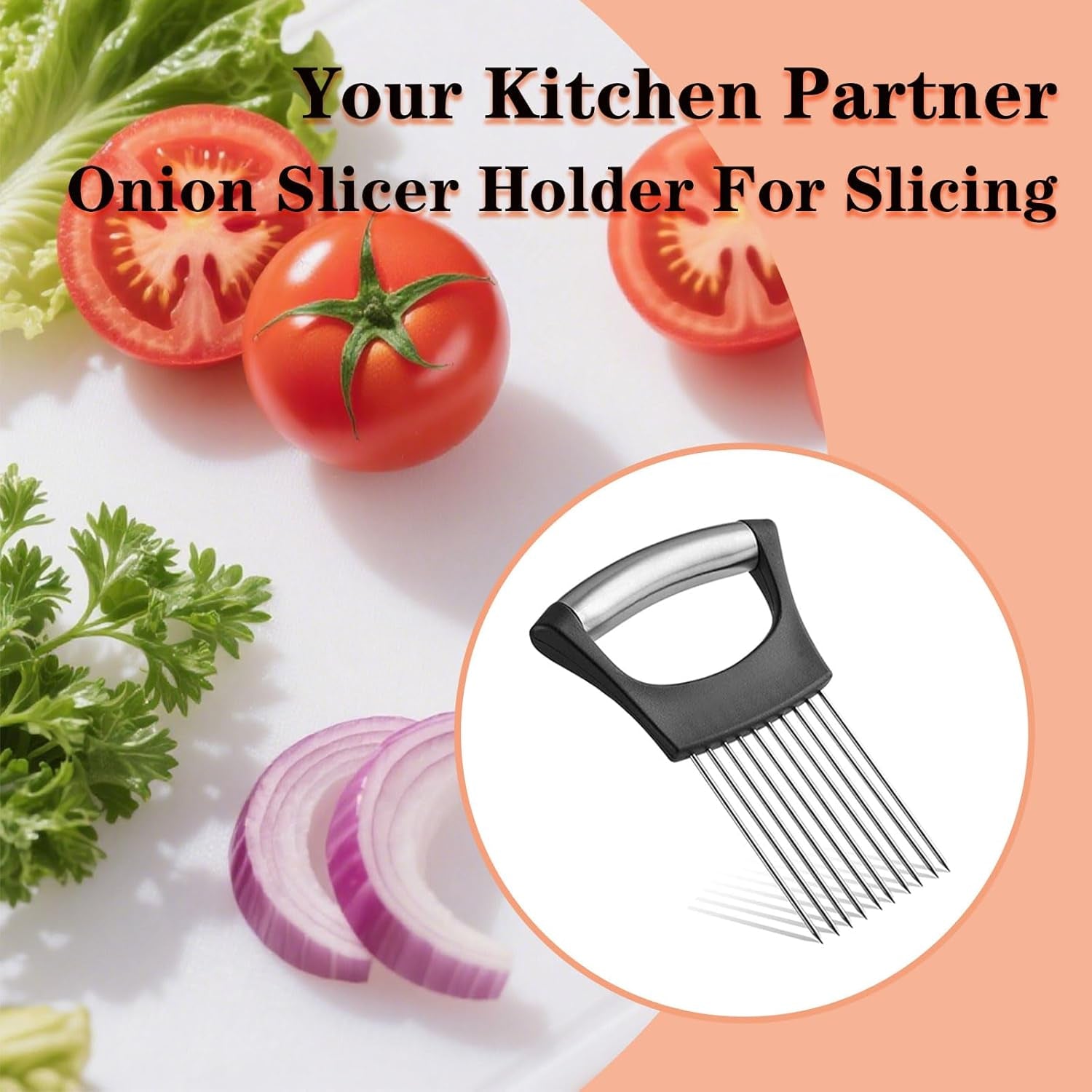 2PCS Onion Holder for Slicing, Onion Slicer Holder, Onion Cutter Vegetable Chopper for Slicing of Tomatoes, Avocados, Eggs and Other Vegetables, Multi-Functional Kitchen Gadgets