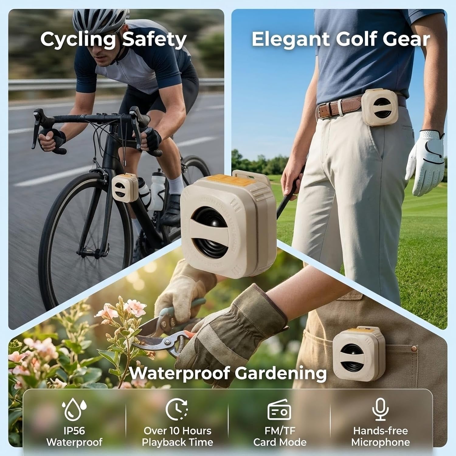 Wearable Bluetooth Speaker Clip on Wireless Portable Loud Audio | Ip56 Waterproof,Tws Dual Speaker Sync,Tf Card Mode & FM Radio,Built-In Mic Hands-Free for Outdoor Sports Travel