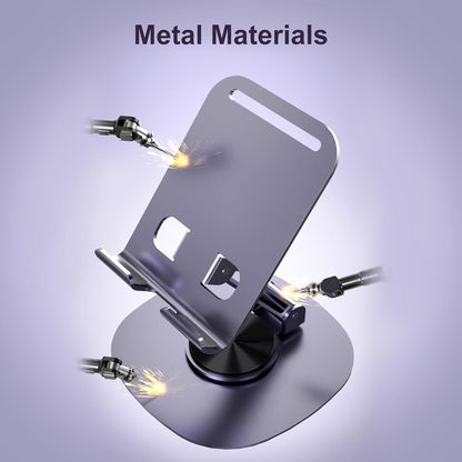 360°Rotating Phone Holder for Desk, Portable & Foldable Cell Phone Stand for Office & Kitchen, Adjustable Tablet Stand for All Mobile Phones, Iphone, Ipad, Nintendo Switch (Metal Purple)