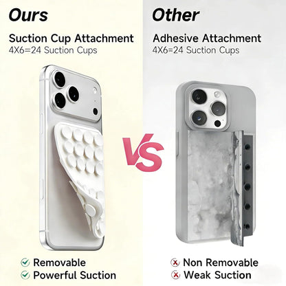 Upgraded Double Sided Silicone Suction Cup Phone Case Mount, Sticky Phone Grip Holder for Hands-Free Selfes & Videos, Reusable Silicone Phone Suction Grip for Iphone & Android, White