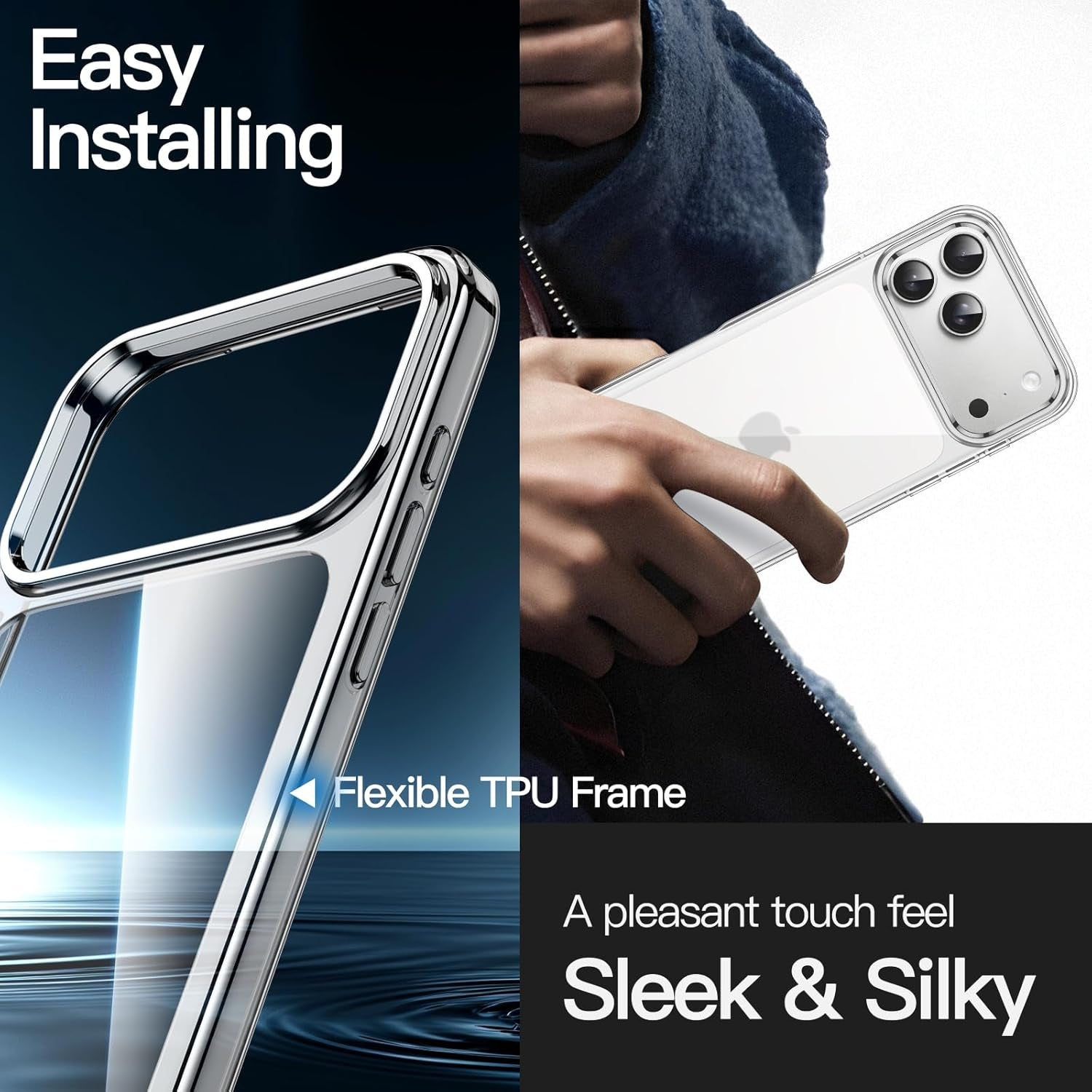 Case for Iphone 17 Pro Max 6.9-Inch, Non-Yellowing Shockproof Phone Bumper Cover, Anti-Scratch Clear Back (Clear)