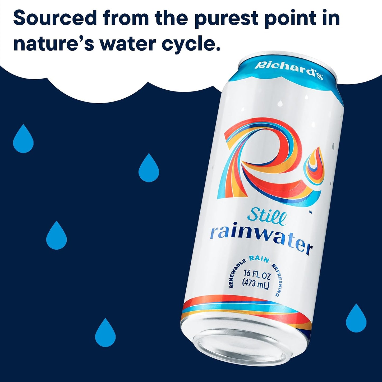 Still Canned Water, 100% Rain, Naturally Purified Drinking Water (16 Fl Oz Aluminum Can, Single)