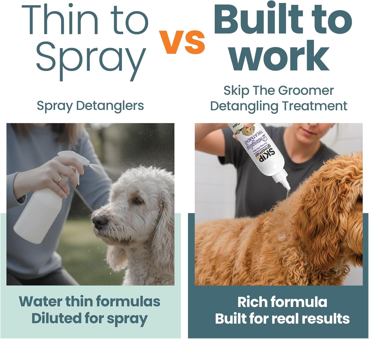Detangling Treatment for Dogs, Leave-In Conditioner Detangler for Matted Hair, Knots & Tangles | Goldendoodles, Poodles, Doodles & Long-Haired Breeds | No Mist, Squeeze Bottle, 12 Oz