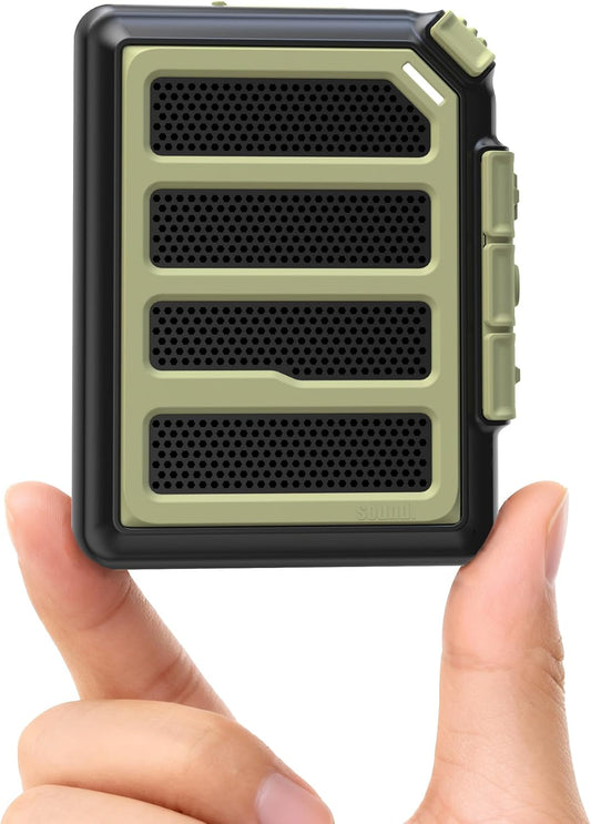 Wearable Bluetooth Speaker Mini Clip on Wireless Speaker, IPX5 Waterproof, 25H Playtime, Built in Mic for Hands Free Calls & Music, Ultra Portable Small Bluetooth Speakers for Outdoor & Jobsite Use