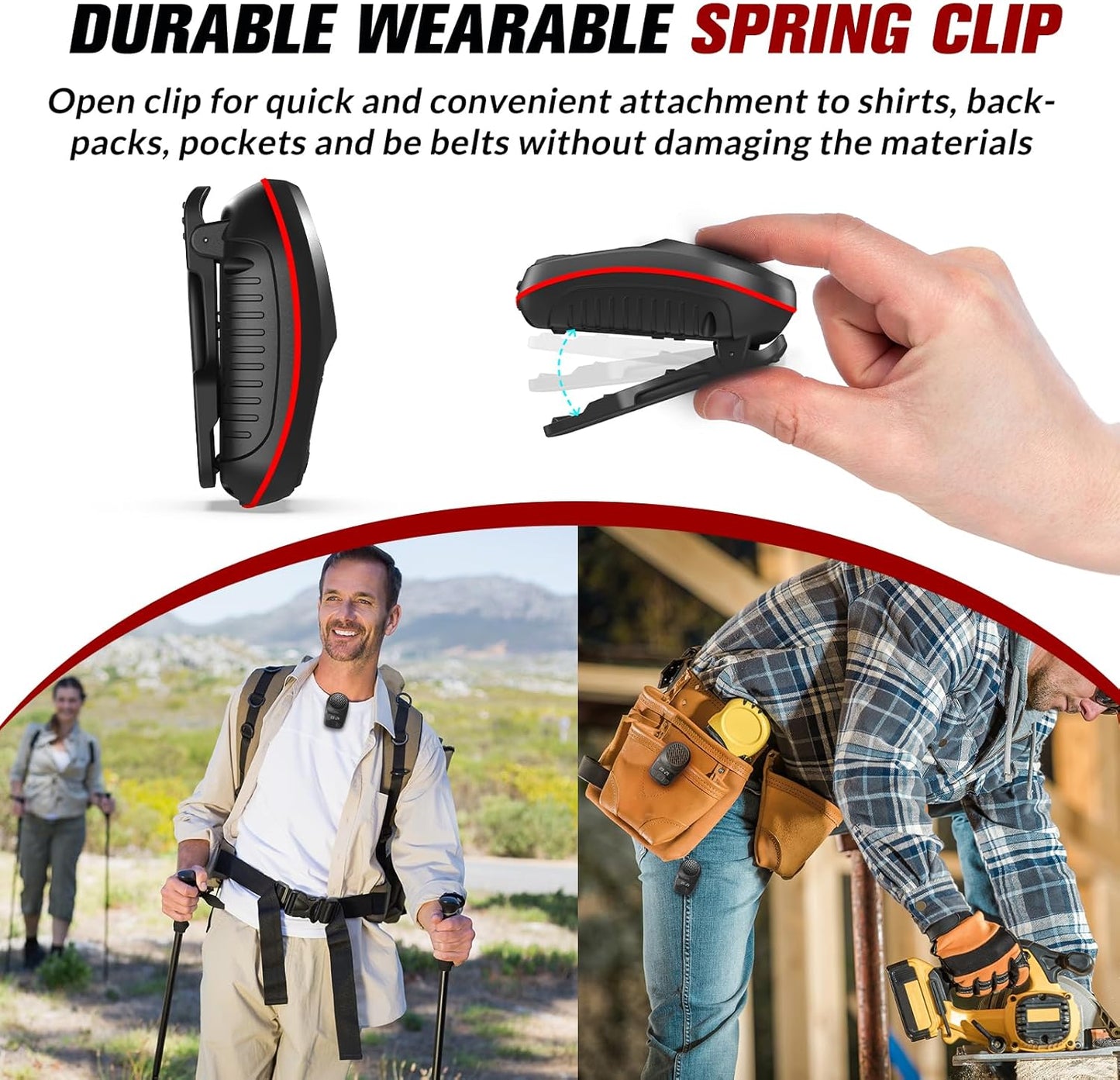 Wearable Portable Bluetooth Speakers, Wireless Portable Speaker with Clip, Waterproof Clip-On (Non-Magnetic), Built-In Mic for Hands-Free Music/Calls for Work & Outdoors, 10-Hour Playtime