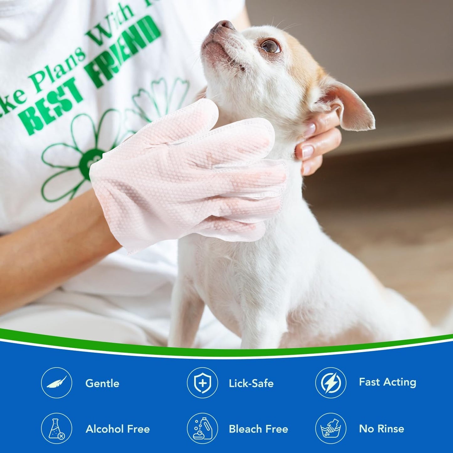 48 Pcs Pet Glove Wipes for Dogs and Cats, Cleaning & Deodorizing Bathing Grooming Wipes,Unscented Thick Nourish Fur Glove Wipes for Pet Dry Cleaning,Daily Care and Travel