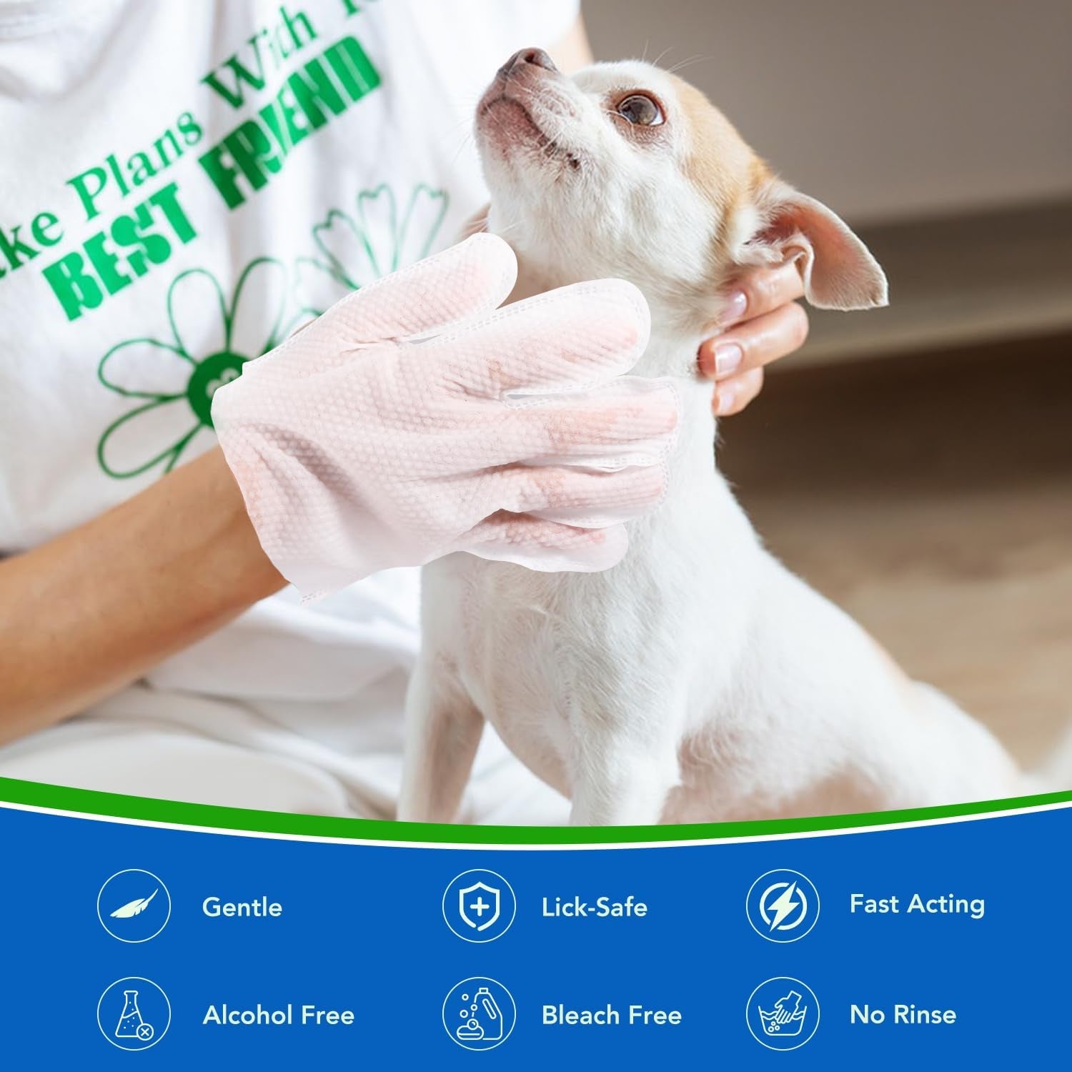 48 Pcs Pet Glove Wipes for Dogs and Cats, Cleaning & Deodorizing Bathing Grooming Wipes,Unscented Thick Nourish Fur Glove Wipes for Pet Dry Cleaning,Daily Care and Travel