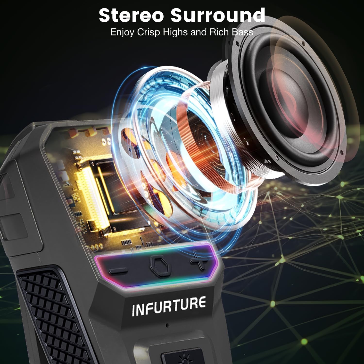 Wearable Bluetooth Speaker Clip on Speaker with Rgb/Flashlight Shower Speake Built-In Noise Reduction Mic, Bathroom Speakers for Hands-Free Music/Calls-For Work/Riding/Outdoor, Ideal Gifts