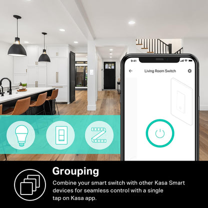Kasa Smart Light Switch HS200, Single Pole, Needs Neutral Wire, 2.4Ghz Wi-Fi Light Switch Works with Google Home, UL Certified, No Hub Required, White