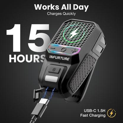 Wearable Bluetooth Speaker Clip on Speaker with Rgb/Flashlight Shower Speake Built-In Noise Reduction Mic, Bathroom Speakers for Hands-Free Music/Calls-For Work/Riding/Outdoor, Ideal Gifts