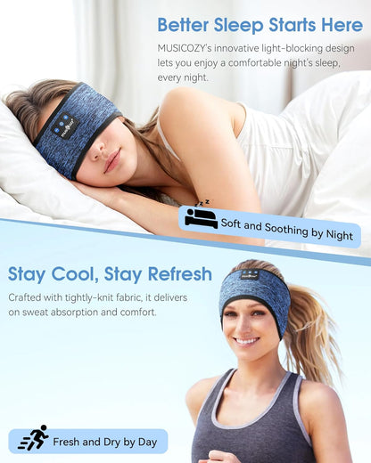 Bluetooth 5.4 Headband Headphones for Sports and Sleep, Wireless Sleeping Eye Mask Earbuds Earphones for Side Sleepers Workout Running Cool Tech Gadget Unique Gift