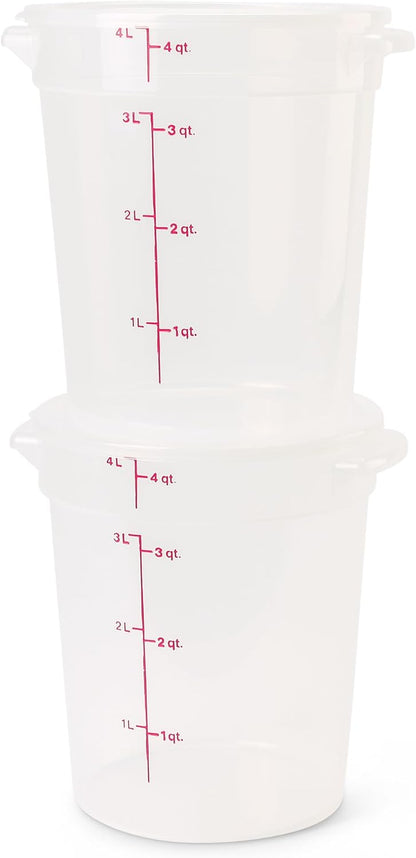 Food Storage Containers with Lids (Bpa-Free) - 4 Quart - Food Grade Buckets with Lids (2 Pack) - for Dough Proofing and Brining (Translucent)