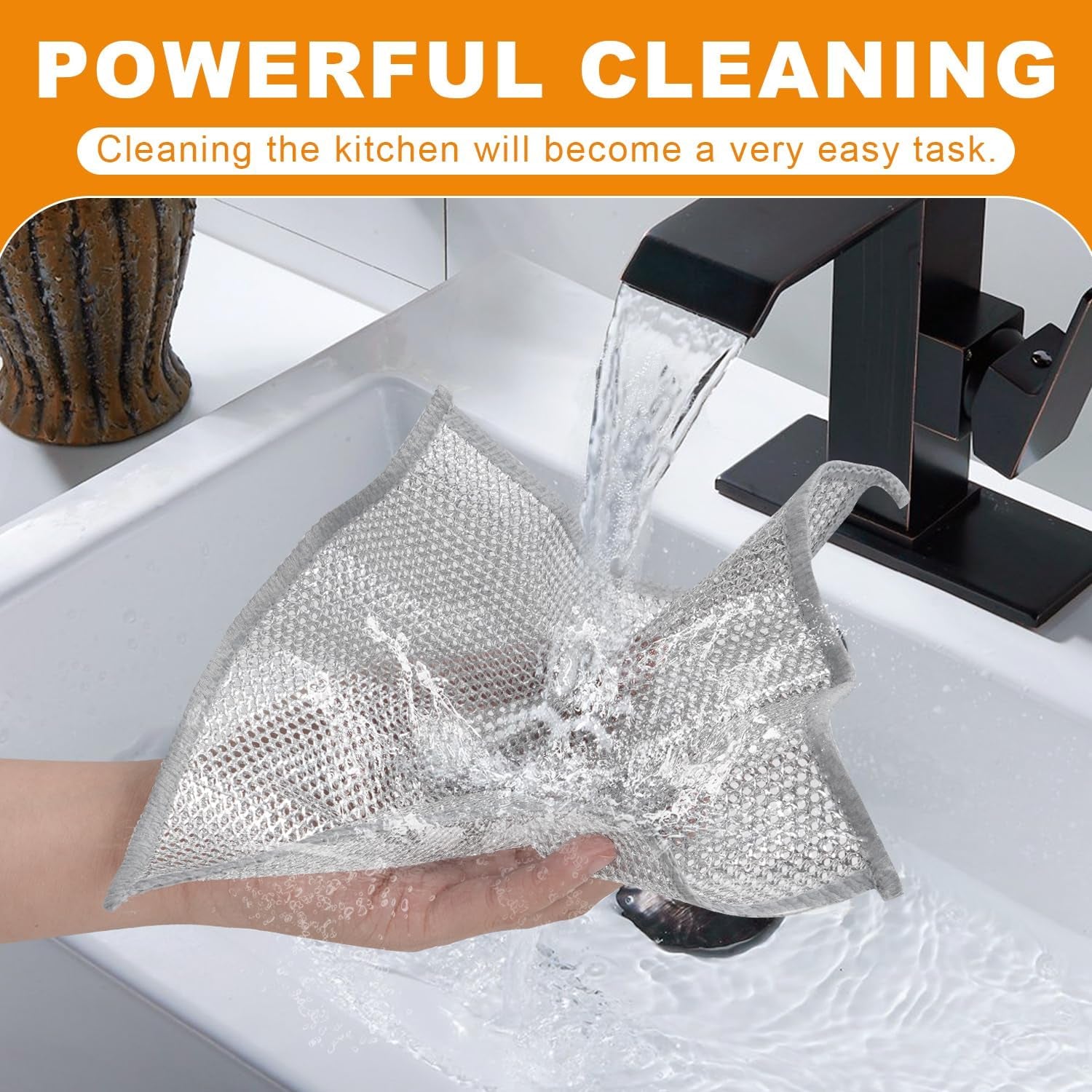 20 Pcs New Upgrade 3-Layer Metal Dish Cloth, No Scratches Wire Cleaning Cloth , Reusable Multipurpose Wire Dishwashing Rag for Kitchen Cleaning Cloths,Sinks,Dishes,Stove Top, Dimensions, 7.87“ X 7.87”