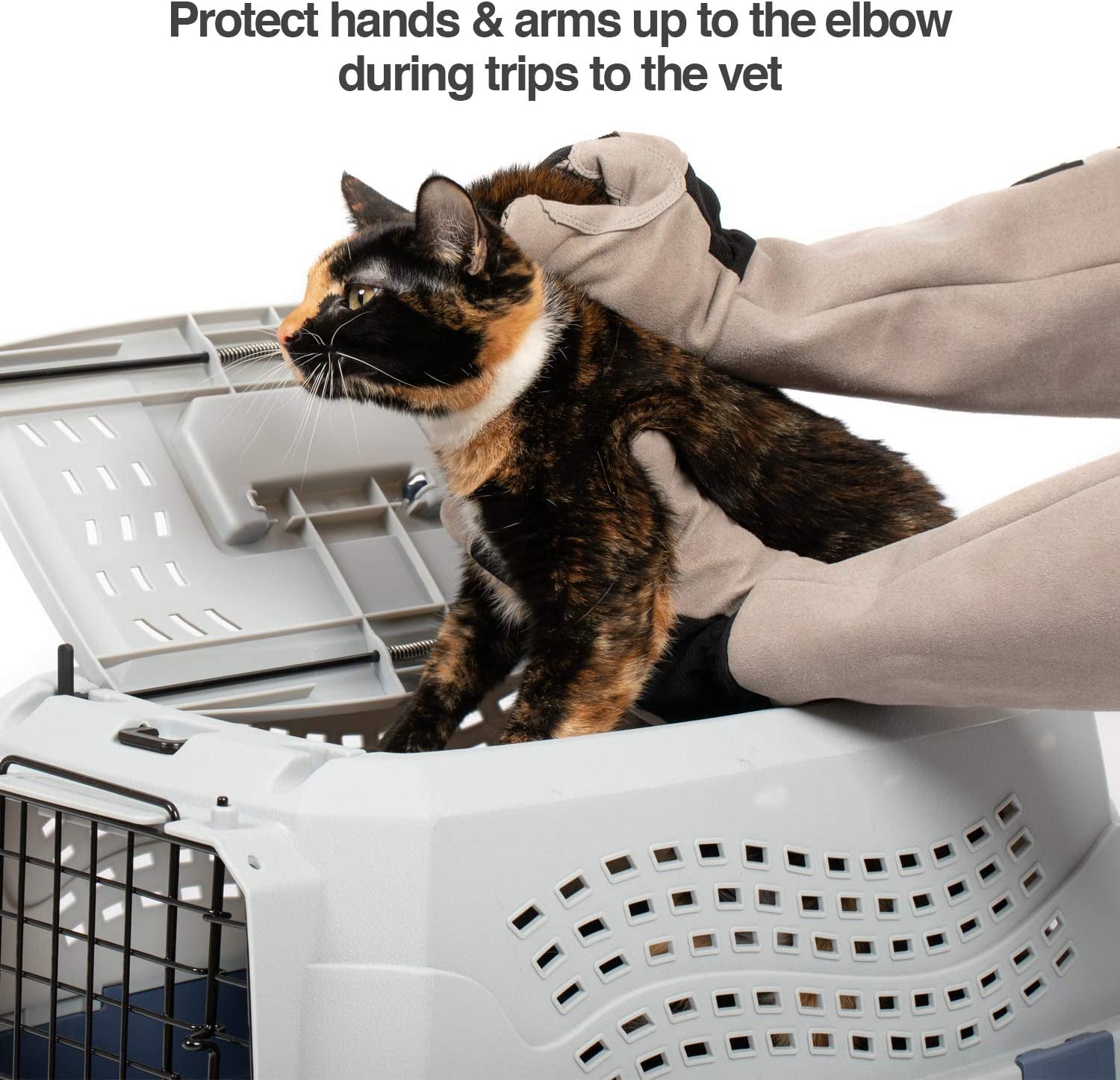 Multipurpose Pet Glove for Grooming, Trips to Vet, Handling. [Puncture & Scratch Resistant, Water Resistant]. 12 Month Warranty for Manufacturer Defects Grey