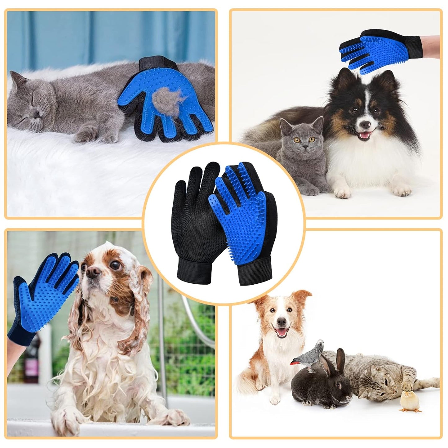 Cat Grooming Glove Brush,Pet Hair Remover Tool,Reusable Dog Hair Fur Remover for Carpet,Furniture,Couch,Clothes,Eco-Friendly and High Efficiency