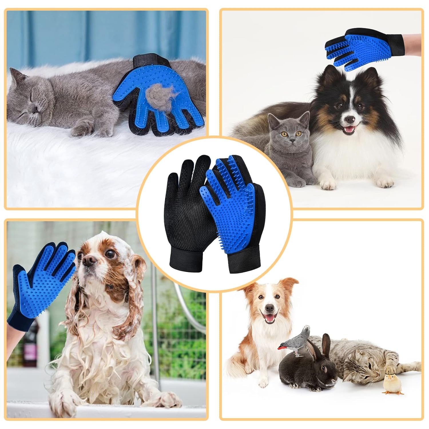 Cat Grooming Glove Brush,Pet Hair Remover Tool,Reusable Dog Hair Fur Remover for Carpet,Furniture,Couch,Clothes,Eco-Friendly and High Efficiency
