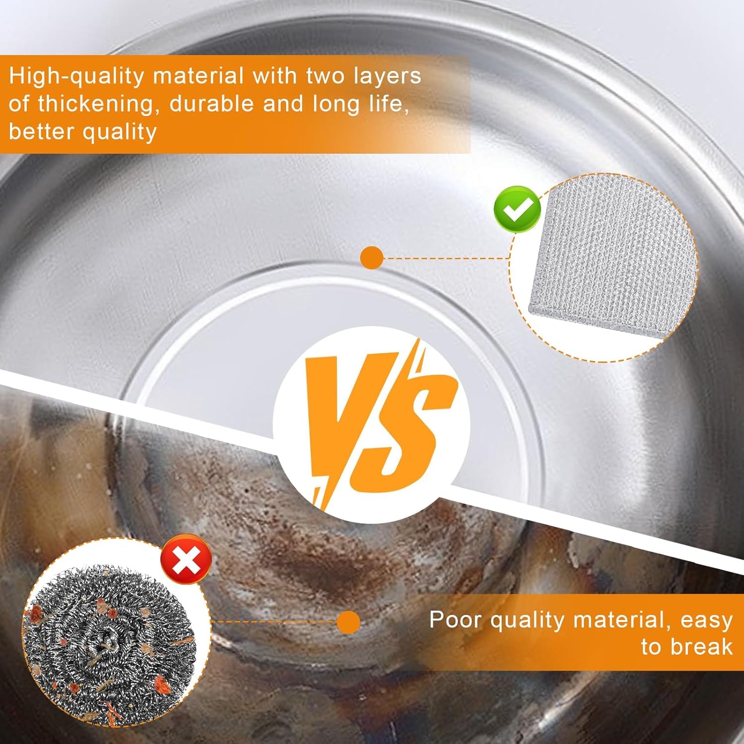 20 Pcs New Upgrade 3-Layer Metal Dish Cloth, No Scratches Wire Cleaning Cloth , Reusable Multipurpose Wire Dishwashing Rag for Kitchen Cleaning Cloths,Sinks,Dishes,Stove Top, Dimensions, 7.87“ X 7.87”