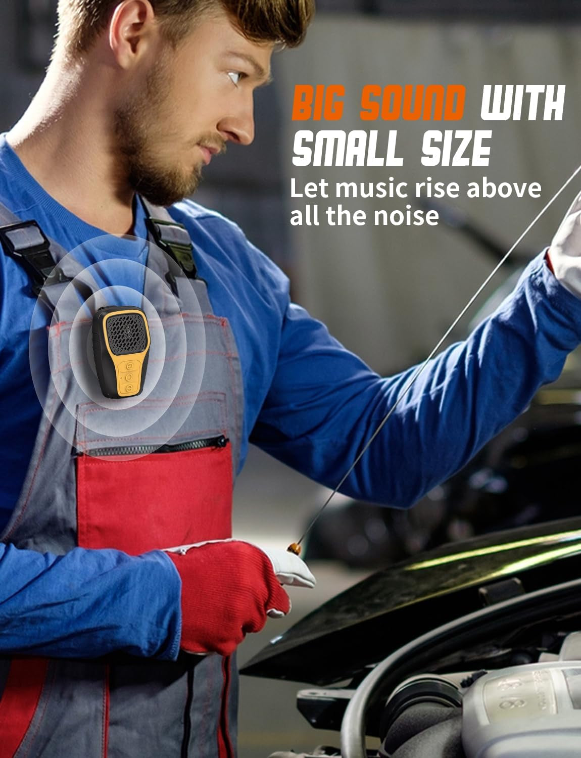 Wearable Bluetooth Speaker, Clip-On Mini Speaker, Wireless Portable Speaker with Built-In Mic, Hands-Free Calls, Gadget Gifts for Construction Workers, Cyclists, Electrician, 5.0W