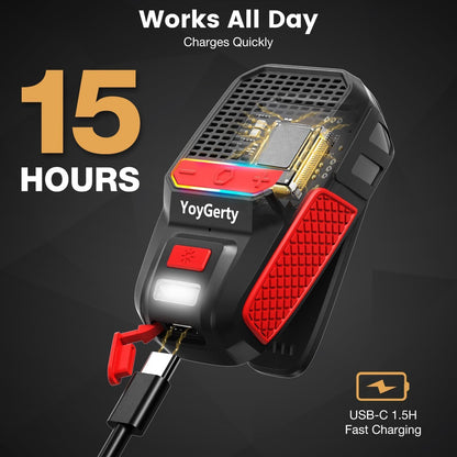2026 Upgrade Wearable Bluetooth 5.4 Speaker, IPX6 Waterproof Clip on Wireless Speakers, Portable Speaker with RGB Lights and Flash, Built-In Mic,15H Playtime for Cycling/Home/Party/Beach/Outdoor(Red)