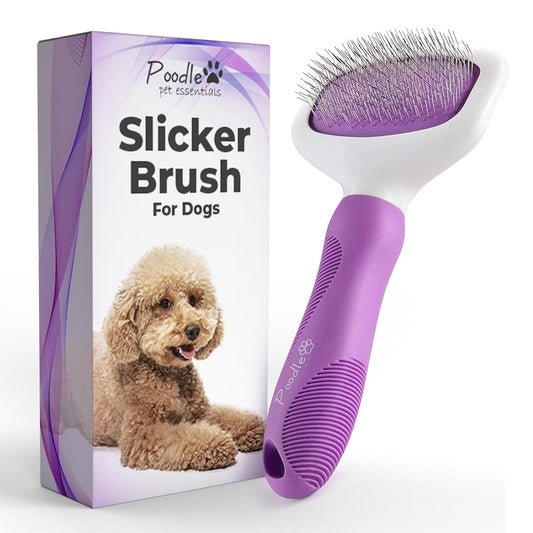 Poodle Pet Slicker Brush - for Dogs, Cats, Rabbits - Matted/Loose Fur, Knots - Suitable for Doodle/Goldendoodle Grooming and Shredding Short/Long Hair