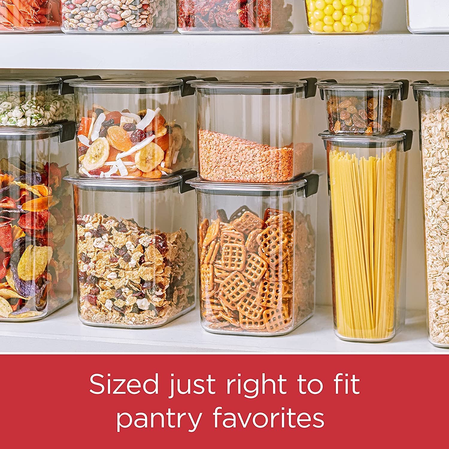 Rubbermaid Brilliance 16-Cup Airtight Food Storage Container with Lid Clear/Grey - Optimal for Pantry Organization Flour Sugar and Food Storage