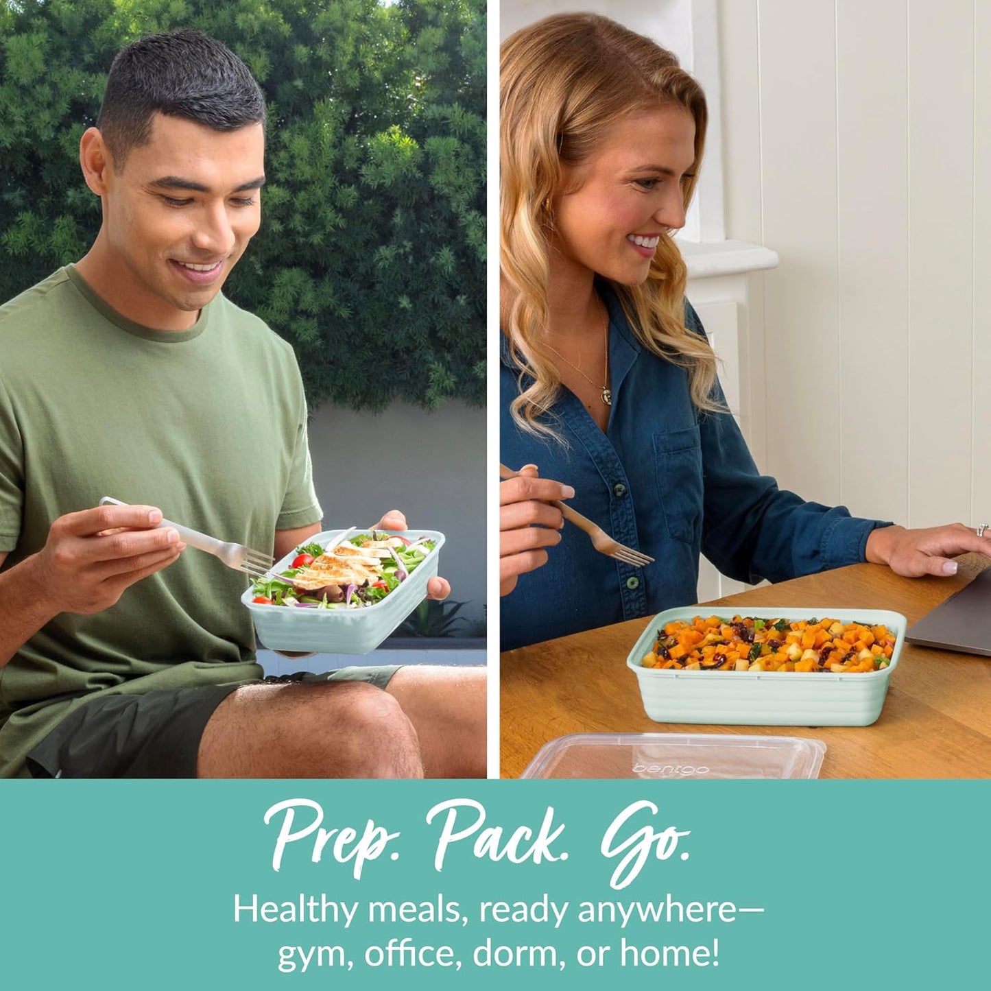 Bentgo Prep - 20-Piece 1-Compartment Reusable Meal Prep Containers with Lids, PFAS & BPA Free Materials, Durable, Microwave, Freezer, & Dishwasher Safe to Go Food Storage (Mint)