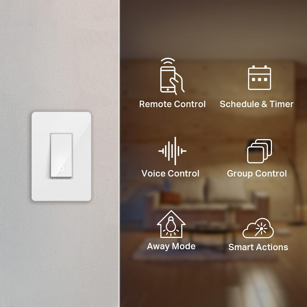 Kasa Smart Light Switch HS200, Single Pole, Needs Neutral Wire, 2.4Ghz Wi-Fi Light Switch Works with Google Home, UL Certified, No Hub Required, White