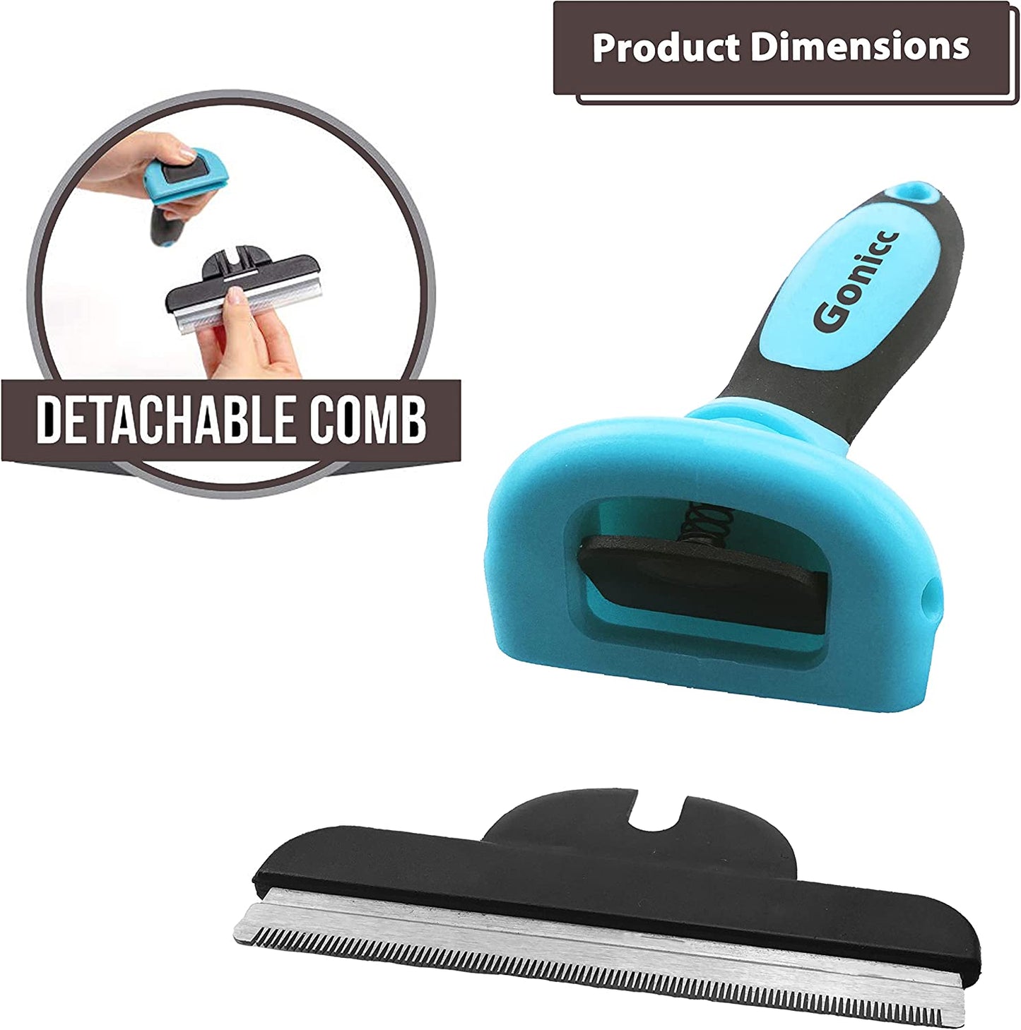 PDT- 1001 Professional Pet De Shedding Comb Tool Blue | Effectively Reduces Shedding by up to 95%, Ideal for Short, Medium, Long Hair, Ergonomic Non-Slip Handles, Durable and Stable