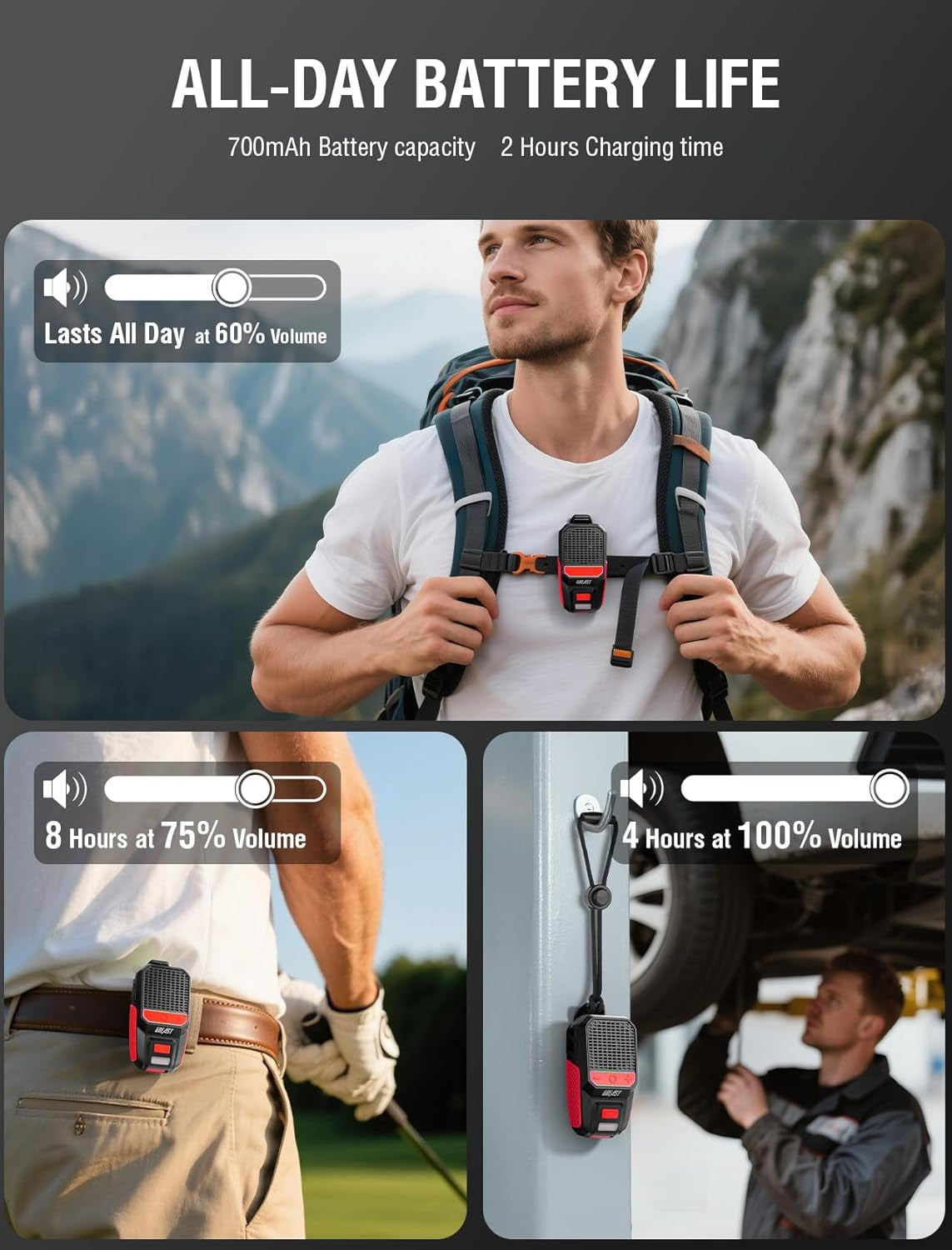 Wearable Bluetooth Speaker, Clip-On Mini Portable Speakers All Day Playtime Waterproof Built-In Mic for Hands-Free Music/Calls Bluetooth Speaker with Rgb/Flashlight for Jobsite/Outdoor/Golf