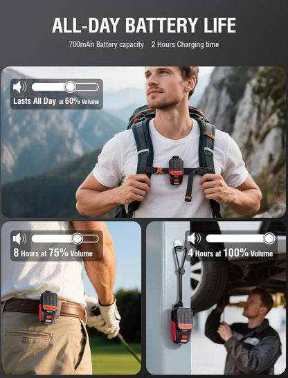Wearable Bluetooth Speaker, Clip-On Mini Portable Speakers All Day Playtime Waterproof Built-In Mic for Hands-Free Music/Calls Bluetooth Speaker with Rgb/Flashlight for Jobsite/Outdoor/Golf