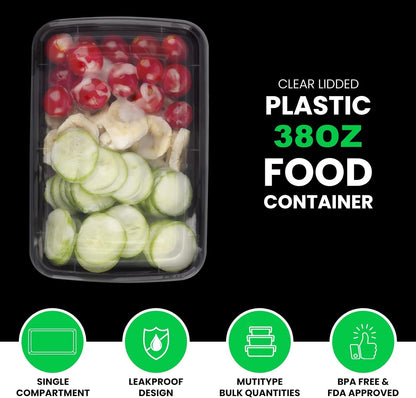 Meal Prep Containers [38OZ] Plastic Food Storage Containers with Lids,10-Pack Reusable to Go Containers, Disposable Food Prep Container, Bpa-Free, Stackable, Microwave/Dishwasher/Freezer Safe