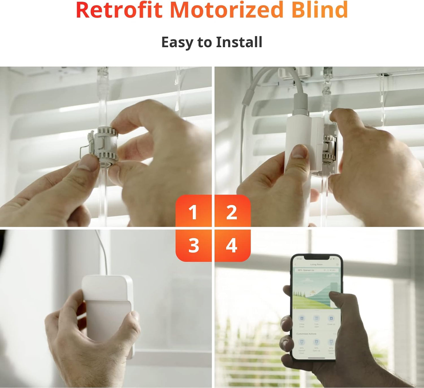 Smart Electric Motorized Blinds Kit - 3Pack with 2.4G Wifi Remote Control, Solar Powered, Compatible with Alexa, Google Home and Siri, Light Sensing Control, Unlimited Group Control