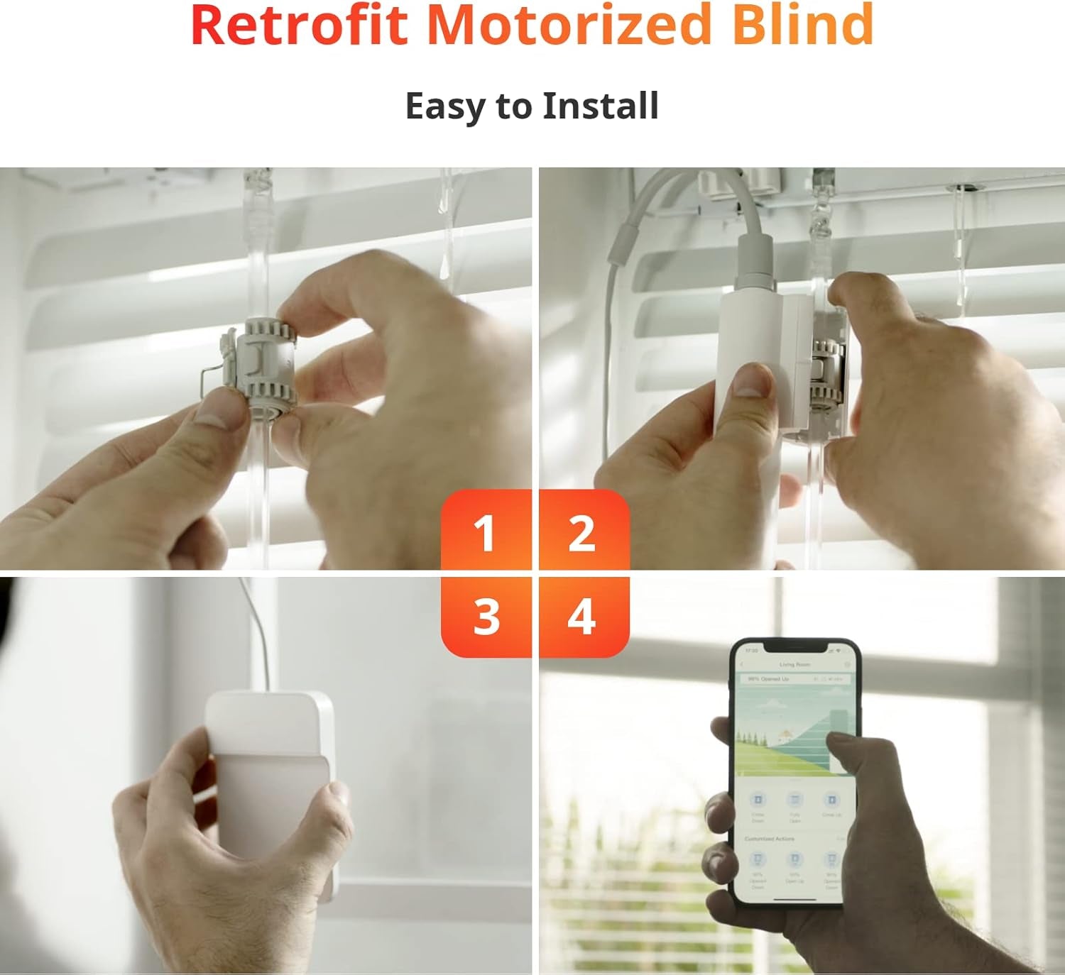 Smart Electric Motorized Blinds Kit - 3Pack with 2.4G Wifi Remote Control, Solar Powered, Compatible with Alexa, Google Home and Siri, Light Sensing Control, Unlimited Group Control