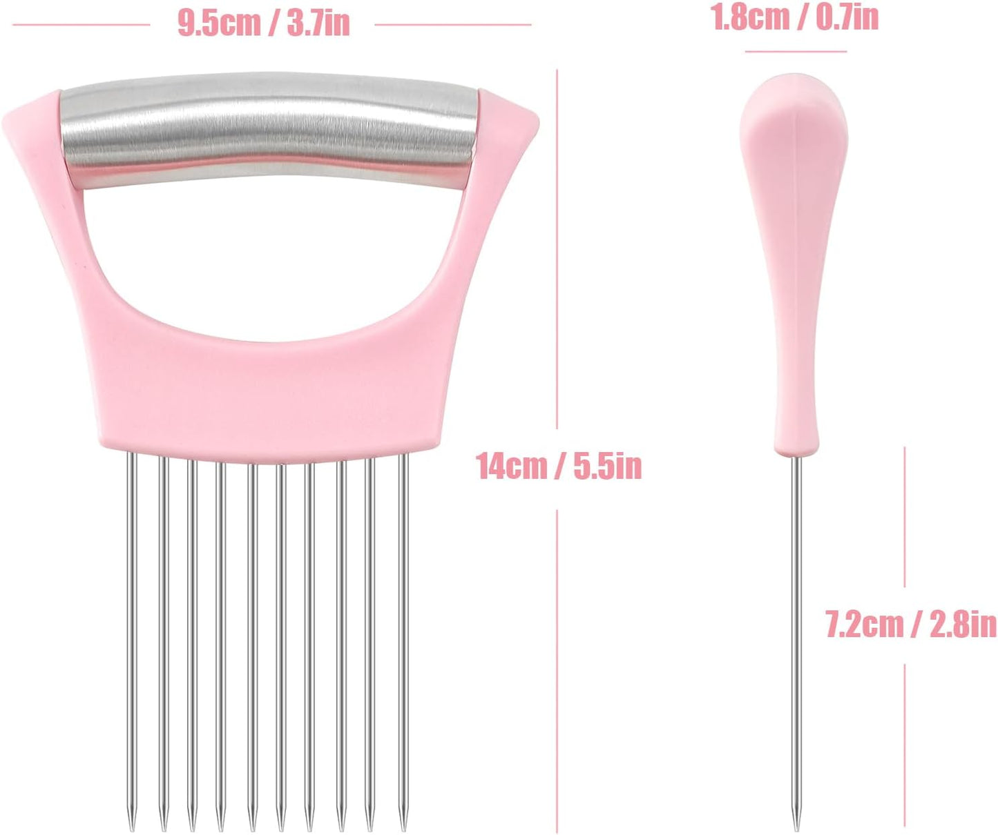 Pink Stainless Steel Onion Holder for Slicing,Onion Slicer Holder, Onion Cutter for Slicing of Onions, Tomatoes,Avocados,Eggs and Other Vegetables,Valentine'S Day Gift Kitchen Utensils (Pink)