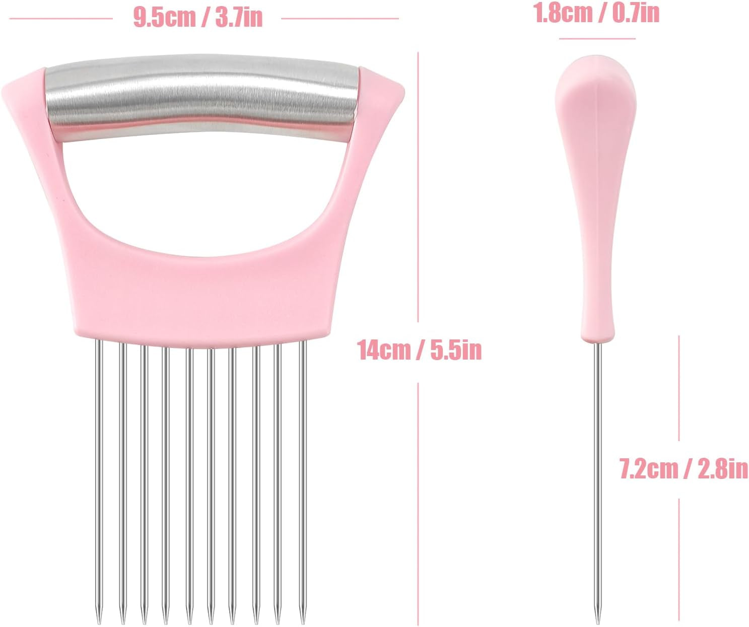 Pink Stainless Steel Onion Holder for Slicing,Onion Slicer Holder, Onion Cutter for Slicing of Onions, Tomatoes,Avocados,Eggs and Other Vegetables,Valentine'S Day Gift Kitchen Utensils (Pink)