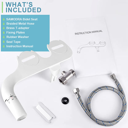 Ultra Slim Bidet Attachment with Dual Nozzle for Fresh Clean Feel and Easy Install