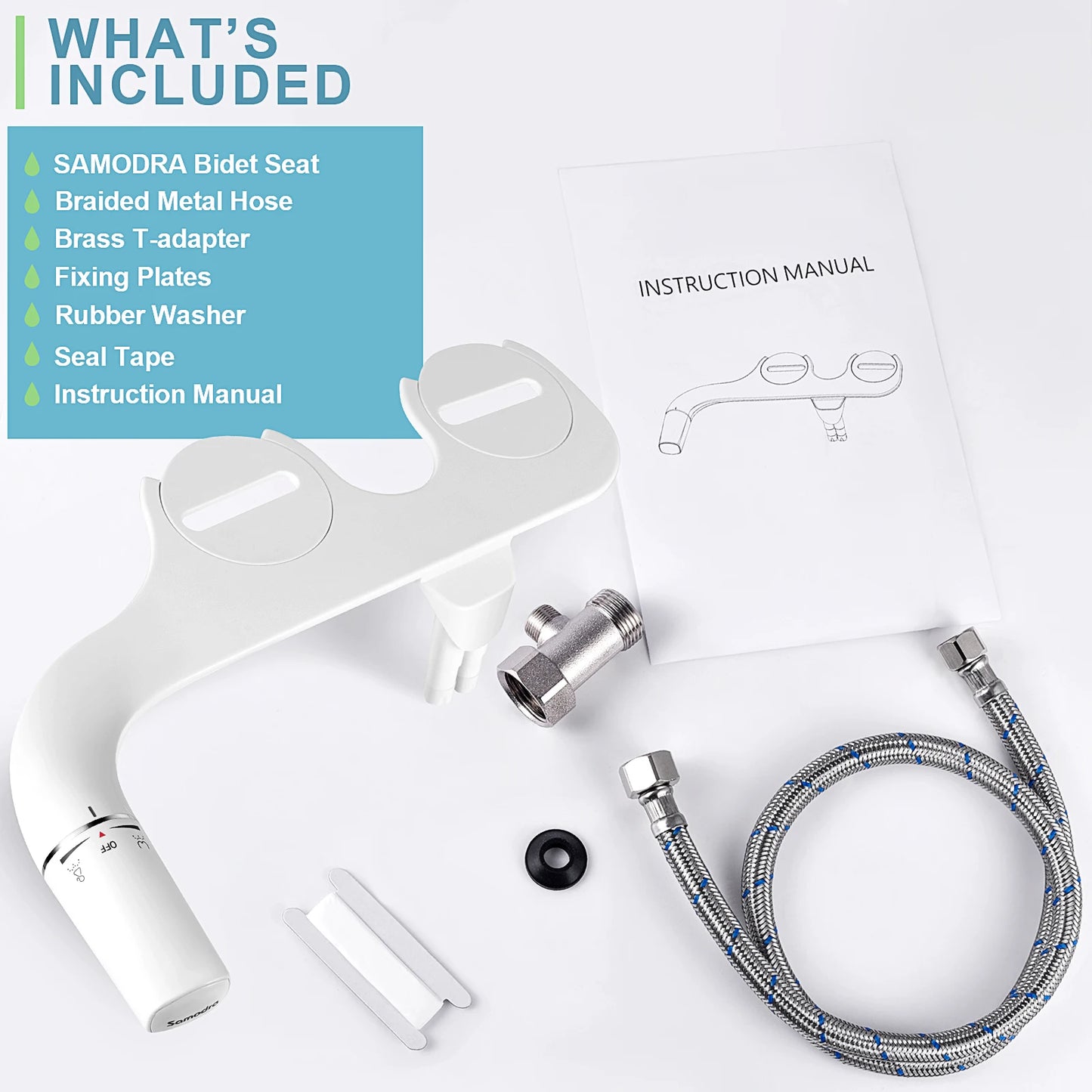Ultra Slim Bidet Attachment with Dual Nozzle for Fresh Clean Feel and Easy Install