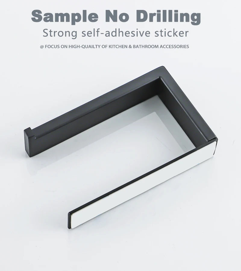 Matte Black Stainless Steel Toilet Paper Holder with Easy Damage Free Install