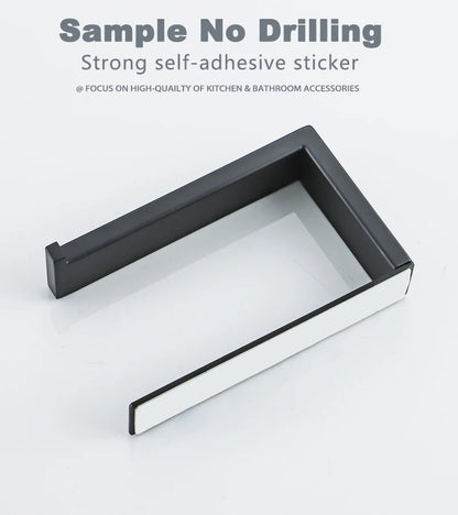 Matte Black Stainless Steel Toilet Paper Holder with Easy Damage Free Install