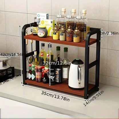 2 Tier Rustproof Metal Countertop Shelf for Stylish Space Saving Kitchen Organization