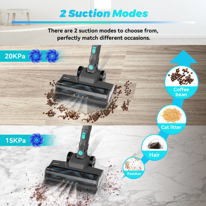 20Kpa Lightweight Cordless Stick Vacuum for Carpet Floors and Pet Hair