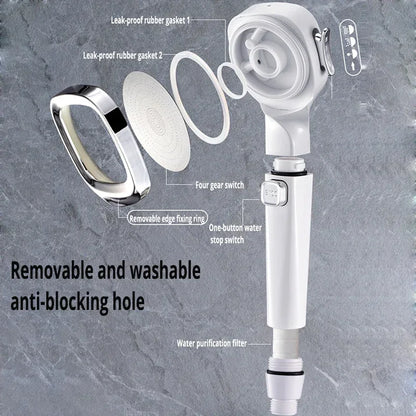 3 Mode High Pressure Water Saving Shower Head with One Touch Flow Control