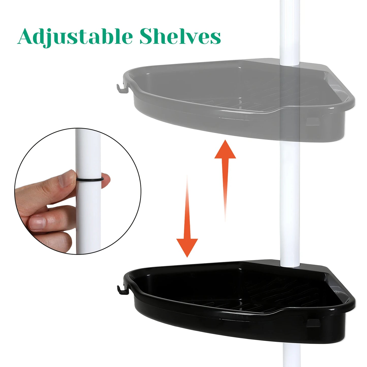 4 Tier Tension Pole Corner Shower Caddy for Maximum Bathroom Storage Without Drilling