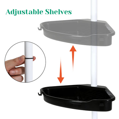 4 Tier Tension Pole Corner Shower Caddy for Maximum Bathroom Storage Without Drilling